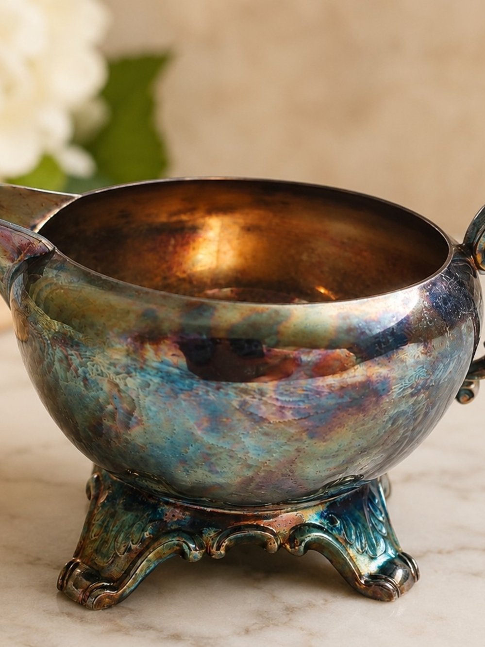 Vintage Wm A Rogers 2378 Silverplate Copper Creamer 3" Footed Made In Canada